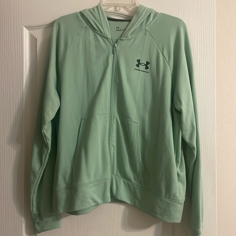 Women’s light green zip up hoodie